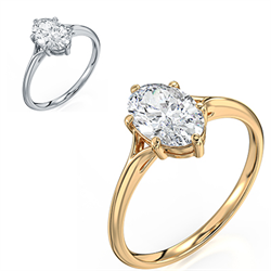 Picture of Low profile solitaire dainty engagement ring setting for all shapes