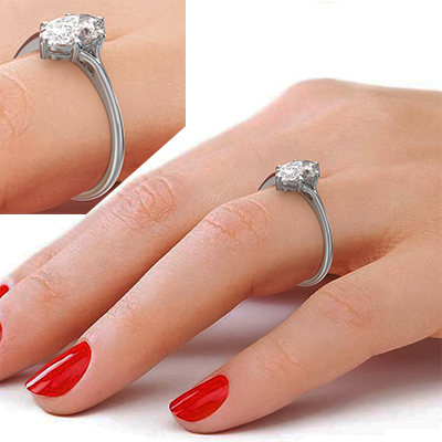 Low profile solitaire dainty engagement ring setting for all shapes