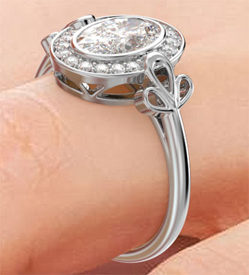 Low profile Halo Bezel dainty engagement ring setting for all shapes