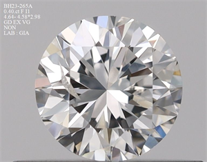 Picture of Natural Diamond 0.40 Carats, Round with Good Cut, F Color, I1 Clarity and Certified by GIA