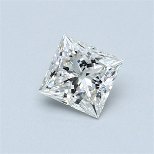 0.50 Carats, Princess Diamond with  Cut, I Color, SI1 Clarity and Certified by GIA