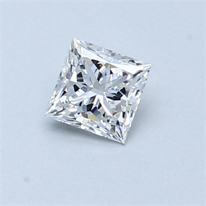 0.50 Carats, Princess Diamond with  Cut, E Color, SI1 Clarity and Certified by GIA