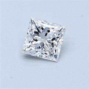 0.51 Carats, Princess Diamond with  Cut, D Color, SI1 Clarity and Certified by GIA