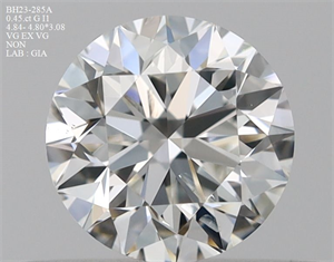 Picture of Natural Diamond 0.45 Carats, Round with Very Good Cut, G Color, I1 Clarity and Certified by GIA