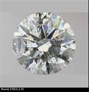 Picture of Natural Diamond 3.01 Carats, Round with Excellent Cut, I Color, I1 Clarity and Certified by GIA