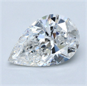 Natural Diamond 2.10 Carats, Pear with  Cut, E Color, I1 Clarity and Certified by GIA