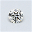 0.44 Carats, Round Diamond with Excellent Cut, H Color, IF Clarity and Certified by EGL