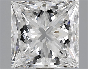 3.04 Carats, Princess Diamond with  Cut, E Color, VS2 Clarity and Certified by GIA