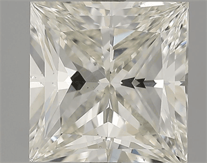 3.06 Carats, Princess Diamond with  Cut, J Color, SI1 Clarity and Certified by HRD
