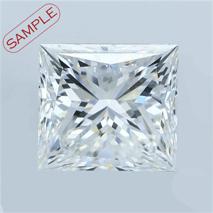 3.01 Carats, Princess Diamond with  Cut, H Color, VVS2 Clarity and Certified by HRD