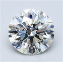 Natural Diamond 1.90 Carats, Round with Excellent Cut, H Color, SI2 Clarity and Certified by GIA