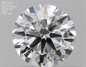 Picture of Natural Diamond 0.40 Carats, Round with Very Good Cut, F Color, I1 Clarity and Certified by GIA