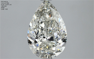 Picture of Natural Diamond 1.01 Carats, Pear with  Cut, I Color, SI2 Clarity and Certified by IGI