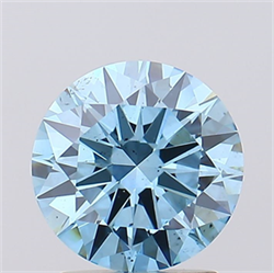 Picture of Lab Created Diamond 1.80 Carats, Round with Excellent Cut, Fancy Vivid Blue Color, VS2 Clarity and Certified by IGI