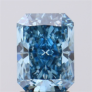 Picture of Lab Created Diamond 1.93 Carats, Radiant with  Cut, Fancy Vivid Blue Color, SI1 Clarity and Certified by IGI