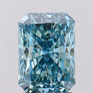 Foto Del inventario de diamantes de laboratorio, 1.60 quilates, Radiante , Color Fancy Vivid Blue, claridad VS2 y certificado IGI de