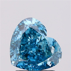 Picture of Lab Created Diamond 1.56 Carats, Heart with  Cut, Fancy Vivid Blue Color, VS1 Clarity and Certified by IGI