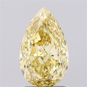 Picture of Lab Created Diamond 2.02 Carats, Pear with  Cut, Fancy Intense Yellow Color, VVS2 Clarity and Certified by IGI