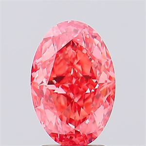 Picture of Lab Created Diamond 2.00 Carats, Oval with  Cut, Fancy Vivid Pink Color, VS1 Clarity and Certified by IGI