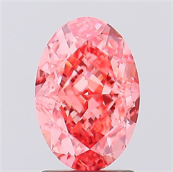 Picture of Lab Created Diamond 2.14 Carats, Oval with  Cut, Fancy Vivid Pink Color, VVS2 Clarity and Certified by IGI