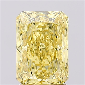 Picture of Lab Created Diamond 2.05 Carats, Radiant with  Cut, Fancy Vivid Yellow Color, VVS2 Clarity and Certified by IGI