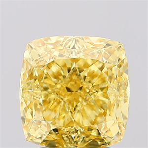 Picture of Lab Created Diamond 3.15 Carats, SQUARE CUSHION with  Cut, Fancy Vivid Yellow Color, VVS2 Clarity and Certified by IGI