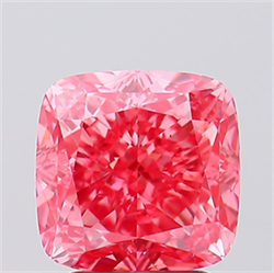 Picture of Lab Created Diamond 3.08 Carats, SQUARE CUSHION with  Cut, Fancy Vivid Pink Color, VS1 Clarity and Certified by IGI