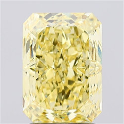 Picture of Lab Created Diamond 2.57 Carats, Radiant with  Cut, Fancy Vivid Yellow Color, VVS2 Clarity and Certified by IGI