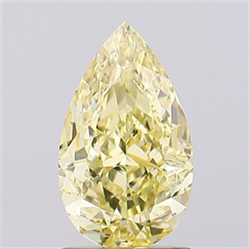 Picture of Lab Created Diamond 1.56 Carats, Pear with  Cut, Fancy Intense Yellow Color, VS1 Clarity and Certified by IGI