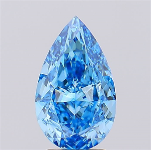 Picture of Lab Created Diamond 2.04 Carats, Pear with  Cut, Fancy Vivid Blue Color, VS1 Clarity and Certified by IGI