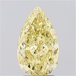 Picture of Lab Created Diamond 2.55 Carats, Pear with  Cut, Fancy Intense Yellow Color, VVS2 Clarity and Certified by IGI