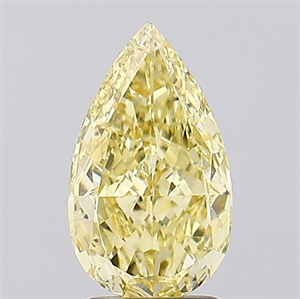 Picture of Lab Created Diamond 2.55 Carats, Pear with  Cut, Fancy Intense Yellow Color, VVS2 Clarity and Certified by IGI