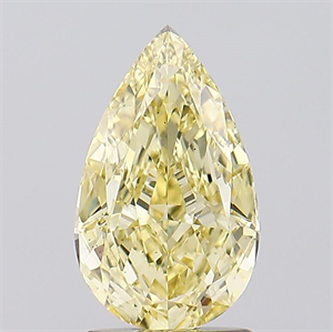 Picture of Lab Created Diamond 1.61 Carats, Pear with  Cut, Fancy Intense Yellow Color, VS1 Clarity and Certified by IGI