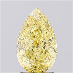 Picture of Lab Created Diamond 1.73 Carats, Pear with  Cut, Fancy Vivid Yellow Color, VVS2 Clarity and Certified by IGI