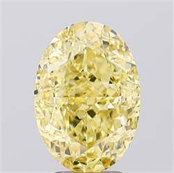 Picture of Lab Created Diamond 5.06 Carats, Oval with  Cut, Fancy Vivid Yellow Color, VS1 Clarity and Certified by IGI