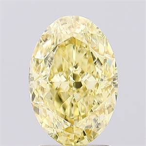 Picture of Lab Created Diamond 2.56 Carats, Oval with  Cut, Fancy Vivid Yellow Color, VS1 Clarity and Certified by IGI