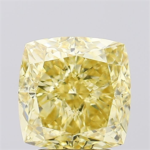 Picture of Lab Created Diamond 3.64 Carats, SQUARE CUSHION with  Cut, Fancy Intense Yellow Color, VVS2 Clarity and Certified by IGI