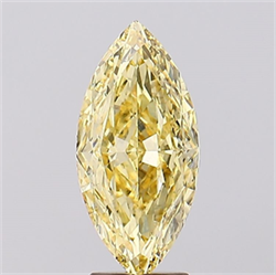 Picture of Lab Created Diamond 3.75 Carats, Marquise with  Cut, Fancy Intense Yellow Color, VS1 Clarity and Certified by IGI