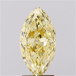 Picture of Lab Created Diamond 2.51 Carats, Marquise with  Cut, Fancy Intense Yellow Color, VVS2 Clarity and Certified by IGI