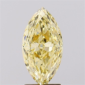 Picture of Lab Created Diamond 2.51 Carats, Marquise with  Cut, Fancy Intense Yellow Color, VVS2 Clarity and Certified by IGI