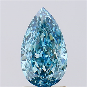 Picture of Lab Created Diamond 1.58 Carats, Pear with  Cut, Fancy Vivid Blue Color, VS1 Clarity and Certified by IGI