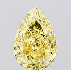 Picture of Lab Created Diamond 6.10 Carats, Pear with  Cut, Fancy Vivid Yellow Color, VS2 Clarity and Certified by IGI