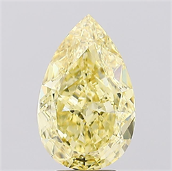 Picture of Lab Created Diamond 5.07 Carats, Pear with  Cut, Fancy Intense Yellow Color, VS1 Clarity and Certified by IGI