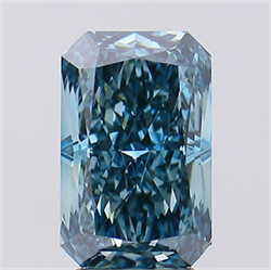 Picture of Lab Created Diamond 3.67 Carats, Radiant with  Cut, Fancy Vivid Blue Color, VVS2 Clarity and Certified by IGI