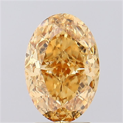 Picture of Lab Created Diamond 3.71 Carats, Oval with  Cut, Fancy Intense Yellow Color, VS1 Clarity and Certified by IGI