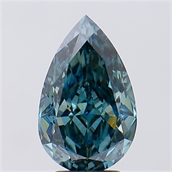 Picture of Lab Created Diamond 4.00 Carats, Pear with  Cut, Fancy Vivid Blue Color, VS2 Clarity and Certified by IGI