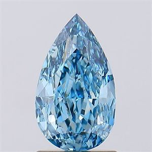 Picture of Lab Created Diamond 1.36 Carats, Pear with  Cut, Fancy Vivid Blue Color, VS2 Clarity and Certified by IGI