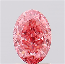 Picture of Lab Created Diamond 1.54 Carats, Oval with  Cut, Fancy Vivid Pink Color, VVS2 Clarity and Certified by IGI