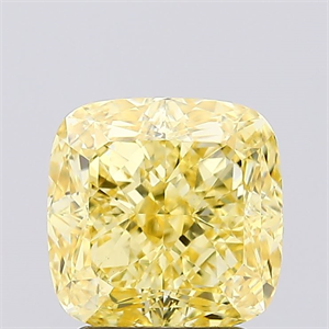 Picture of Lab Created Diamond 2.58 Carats, SQUARE CUSHION with  Cut, Fancy Vivid Yellow Color, VS1 Clarity and Certified by IGI