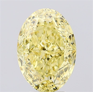 Picture of Lab Created Diamond 5.02 Carats, Oval with  Cut, Fancy Vivid Yellow Color, VS1 Clarity and Certified by IGI